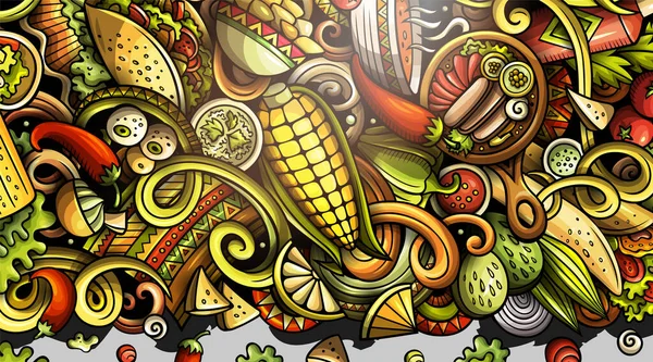 Mexikanisches Essen Handgezeichnetes Kritzelbanner Cartoon Detaillierte Flyer Mexikanische Küche Identität — Stockfoto