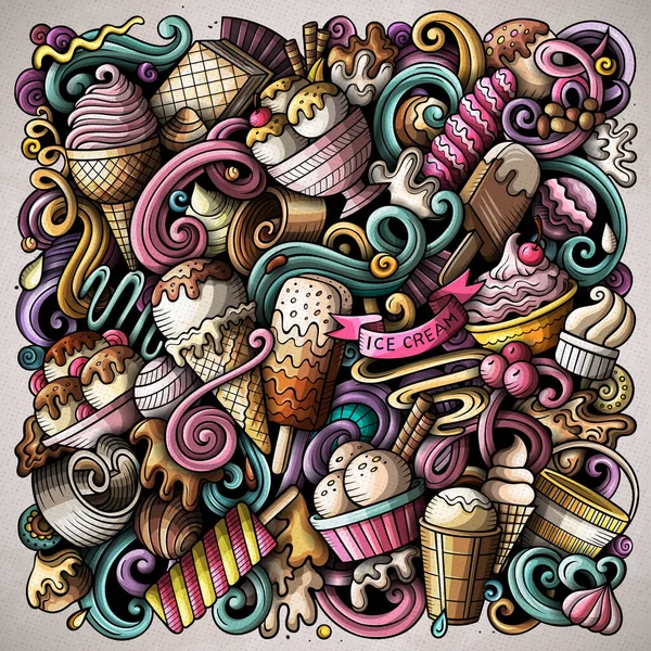 Ice Cream Hand Drawn Raster Doodles Illustration Sweets Poster Design — Stock Photo, Image