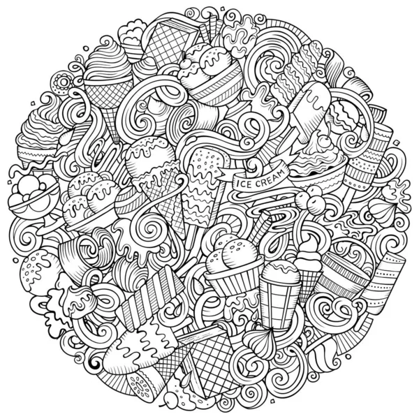 Ijs Met Hand Getekend Raster Doodles Illustratie Sweets Poster Ontwerp — Stockfoto