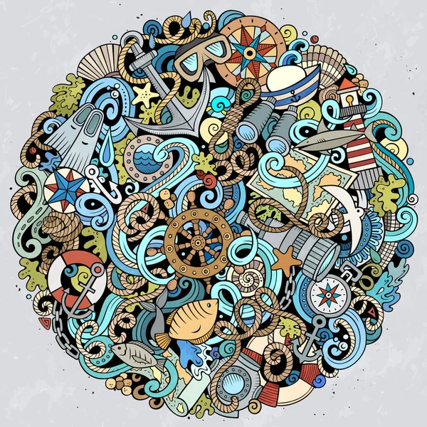 Морська Рука Намальована Растровими Каракулями Ілюстрація Дизайн Плакатів Морські Елементи — стокове фото