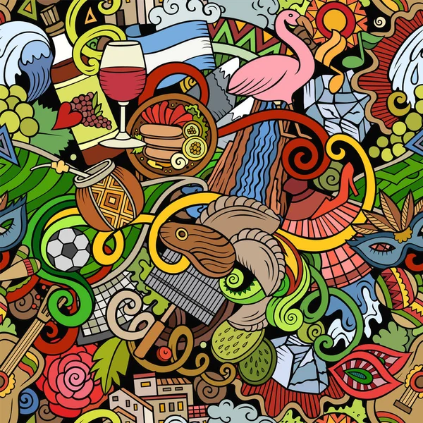 Cartoon doodles Argentina seamless pattern. — стоковое фото