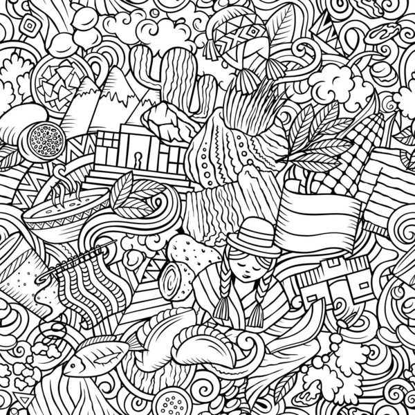 Tecknad doodles Bolivia sömlös mönster. — Stockfoto