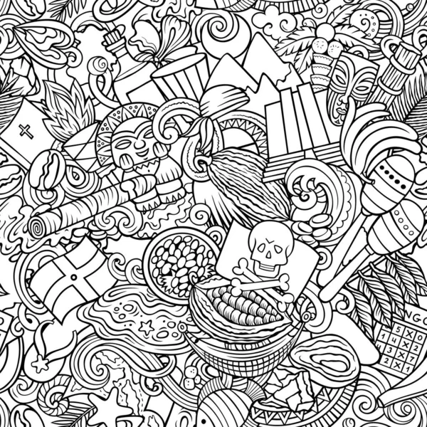 Desenhos animados doodles República Dominicana padrão sem costura. — Fotografia de Stock