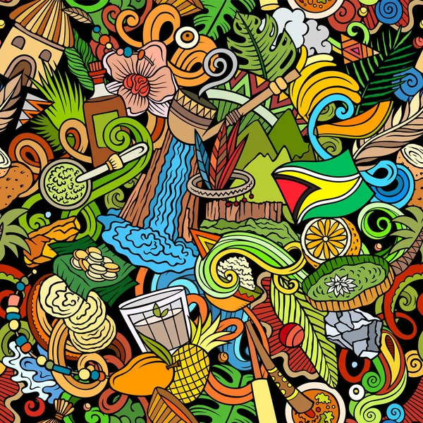 Cartoon doodles Guyana seamless pattern. — Stock Photo, Image