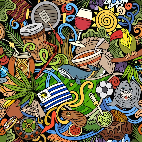 Desenhos animados doodles Uruguai padrão sem costura. — Fotografia de Stock