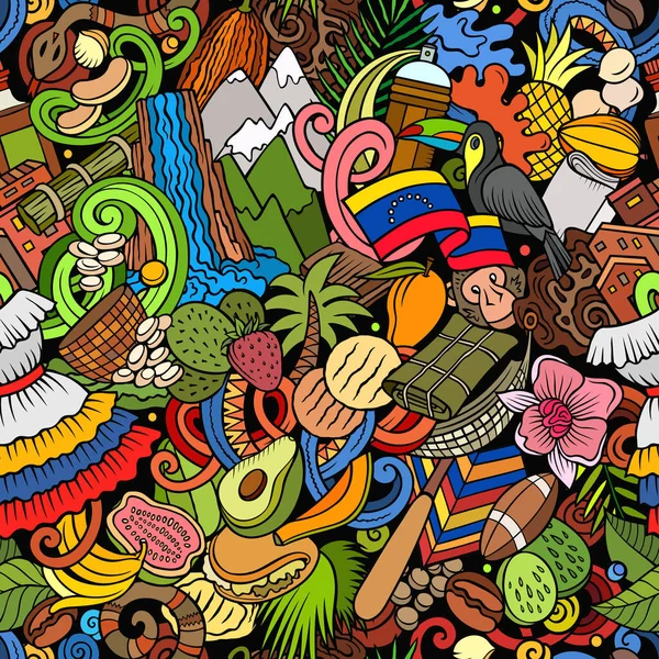Desenhos animados doodles Venezuela padrão sem costura. — Fotografia de Stock