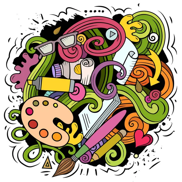 Art Vector Doodles Illustration Künstlerische Elemente Und Objekte Cartoon Hintergrund — Stockvektor