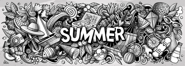 Zomer Met Hand Getekend Cartoon Doodle Illustratie Grappig Seizoensontwerp Creatieve — Stockfoto