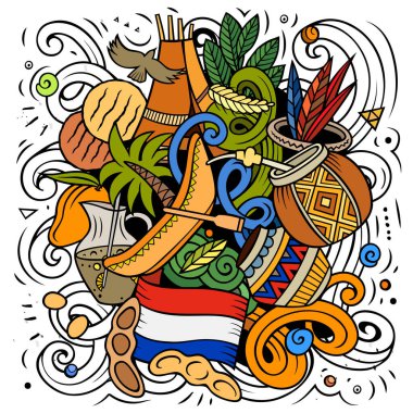 Paraguay hand drawn cartoon doodles illustration. clipart