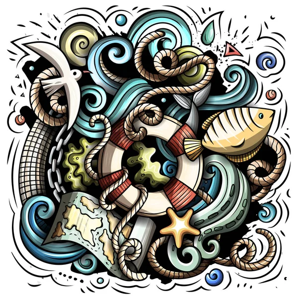 Zeichnung eines nautischen Zeichentrickrasters. — Stockfoto