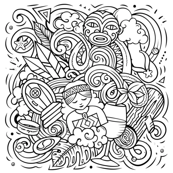 Nova Zelândia desenhado à mão desenho animado doodle ilustração. Design local engraçado. — Fotografia de Stock