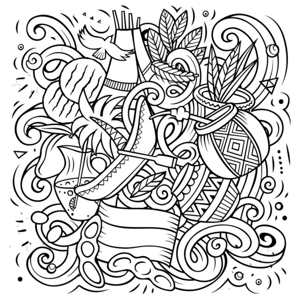 Paragwaj ręcznie rysowane kreskówki doodles ilustracja. — Zdjęcie stockowe