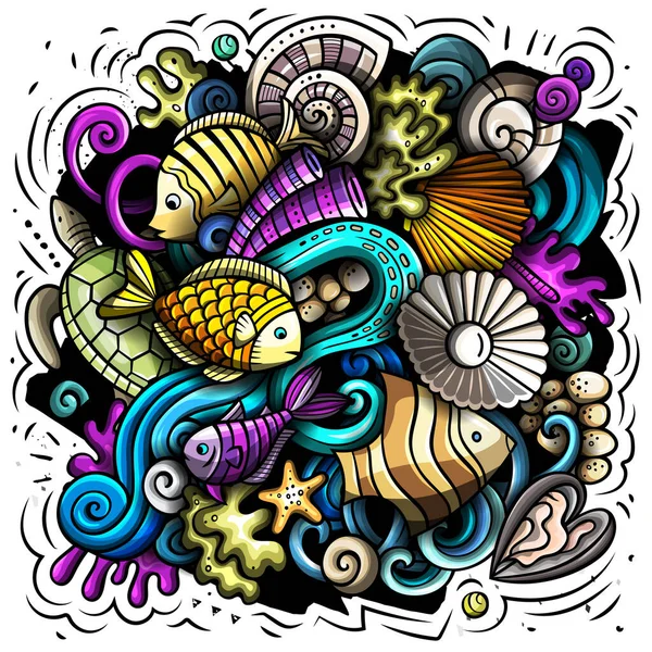 Sea Life cartoon raster illustratie — Stockfoto