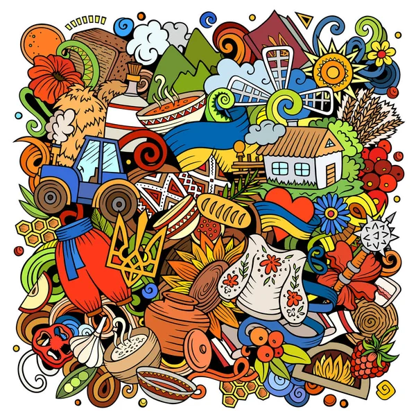 Ukraine cartoon raster doodles illustration. — Stock Photo, Image