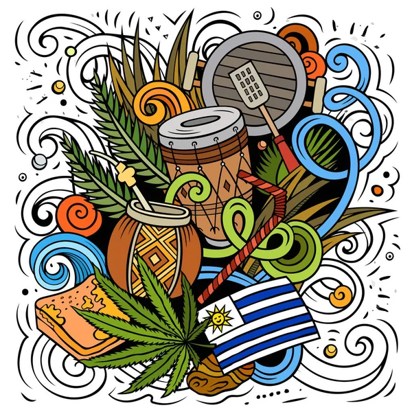 Uruguay hand drawn cartoon doodles illustration.