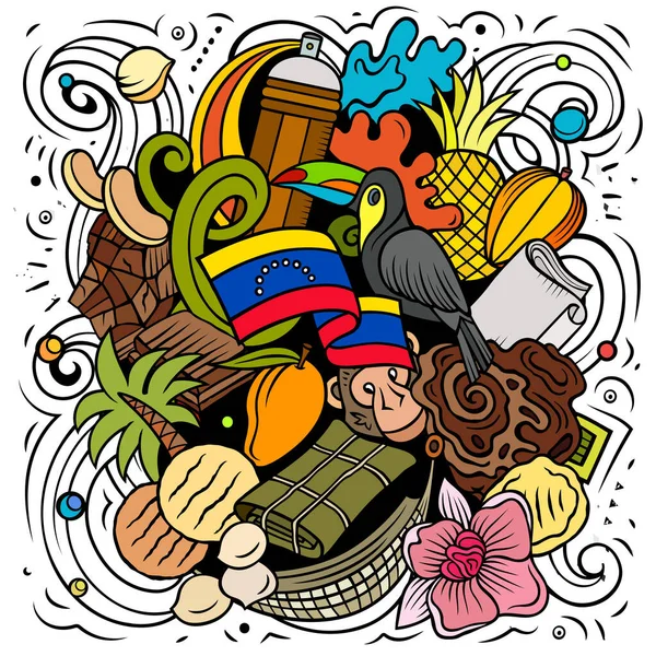 Wenezuela ręcznie rysowane kreskówki doodles ilustracja. — Zdjęcie stockowe