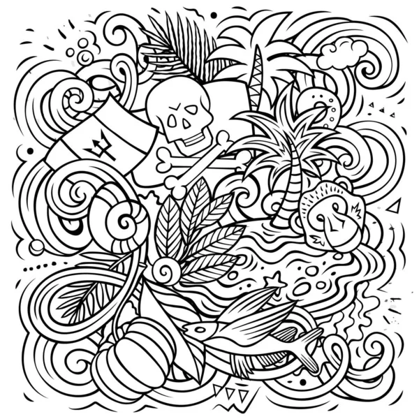 바베이도스의 래스터 두들은 전통적 상징을 줍니다 바르바 아인의 상징물 — 스톡 사진