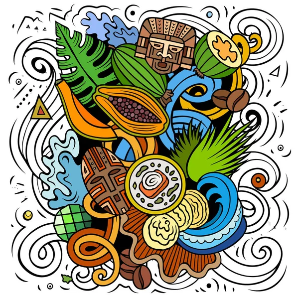 Колумбия Вручную Нарисовала Иллюстрацию Мультяшных Каракулей Забавный Колумбийский Дизайн Путешествия — стоковое фото