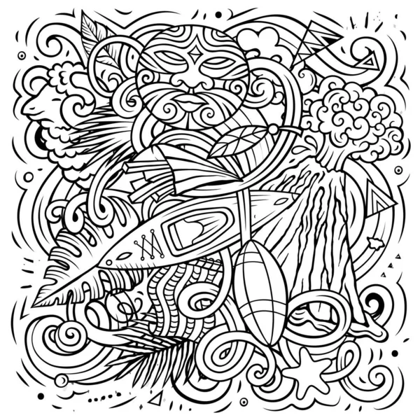 Uusi Seelanti Käsin Piirretty Sarjakuva Doodle Kuvitus Hassu Muotoilu Luova — kuvapankkivalokuva