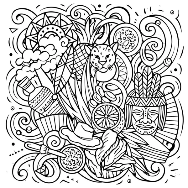 파라과이가 그림입니다 재밌는 디자인 창조적 래스터 아메리카의 요소들 물체들 — 스톡 사진