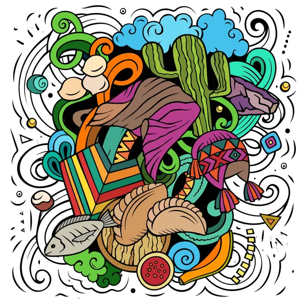 Boliwia Ręcznie Rysowane Kreskówki Doodles Ilustracji Zabawny Projekt Podróży Kreatywne — Zdjęcie stockowe