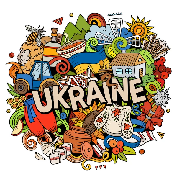 Ukraine Hand Drawn Cartoon Doodle Illustration Funny Ukrainian Design Creative — стокове фото