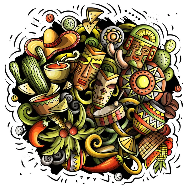 América Latina Ilustración Dibujos Animados Raster Colorida Composición Detallada Con — Foto de Stock