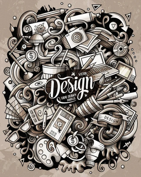 Cartoon Vector Doodles Kunst Ontwerp Illustratie Toned Gedetailleerd Met Veel — Stockvector