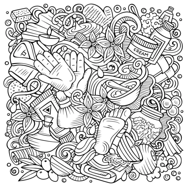 Μασάζ Χέρι Που Διανυσματικά Doodles Εικόνα Σχέδιο Αφίσας Σπα Σαλόνι — Διανυσματικό Αρχείο