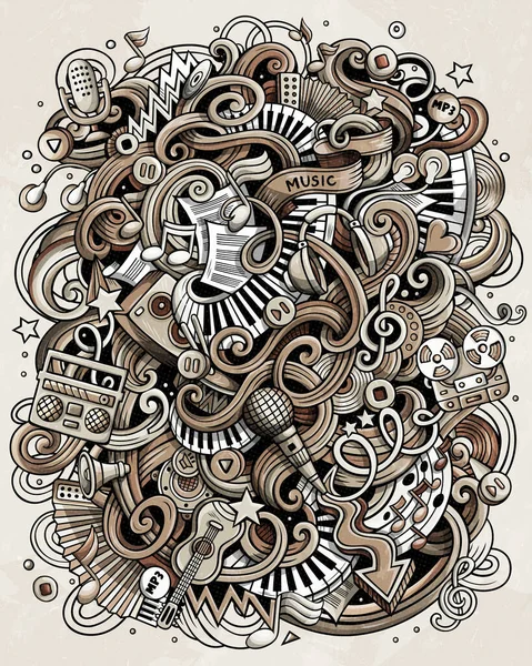 Música Desenhada Mão Ilustração Doodles Vetoriais Design Cartaz Musical Elementos — Vetor de Stock