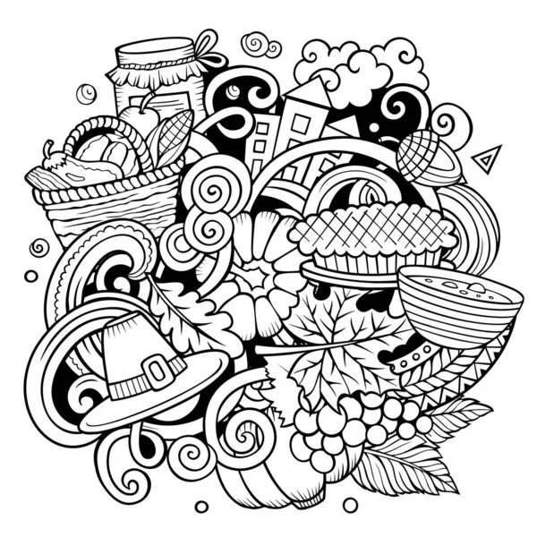 Рука Подяки Намальована Ілюстрація Мультяшних Каракулів Веселий Дизайн Свят Творче — стоковий вектор