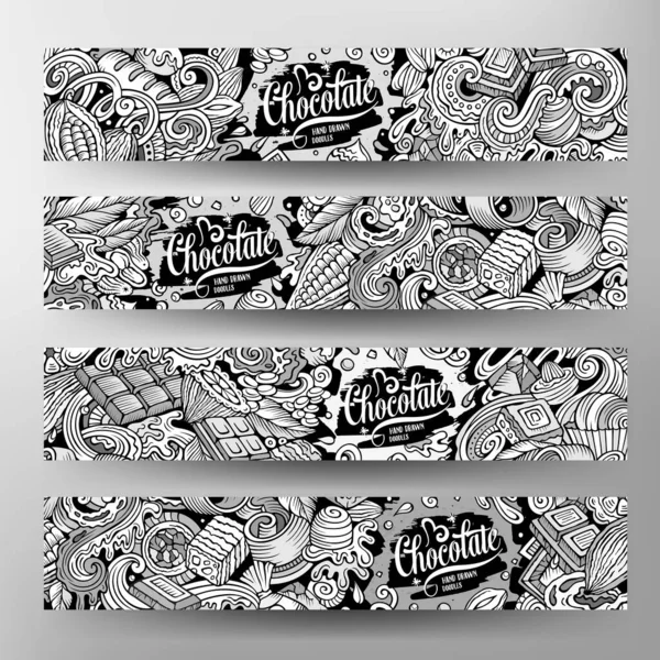 Cartoon Vector Doodle Set Chocolate Banners Templates Corporate Identity Use — Image vectorielle