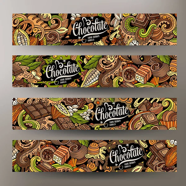 Cartoon Vector Doodle Set Chocolate Banners Templates Corporate Identity Use — Stock vektor
