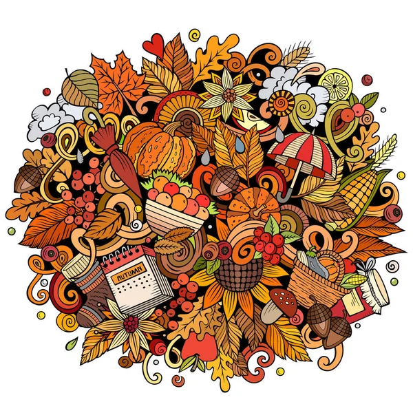 Осінь Природа Мультфільм Каракулі Ілюстрації Веселий Сезонний Дизайн Творче Мистецтво — стокове фото