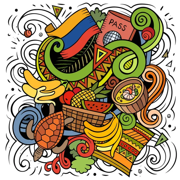 Equador Desenhado Mão Desenho Animado Doodles Ilustração Design Viagem Engraçado — Fotografia de Stock