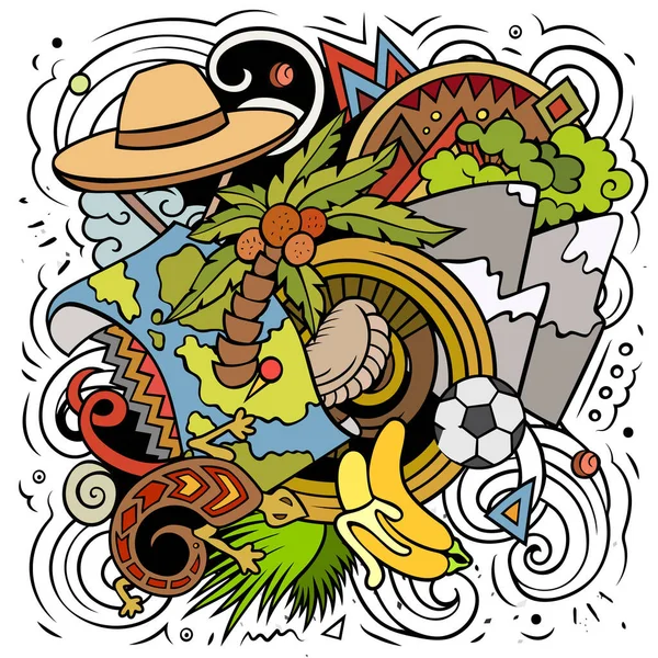 Еквадорська Рука Намалювала Ілюстрації Каракулів Дивний Дизайн Подорожей Задньому Плані — стокове фото