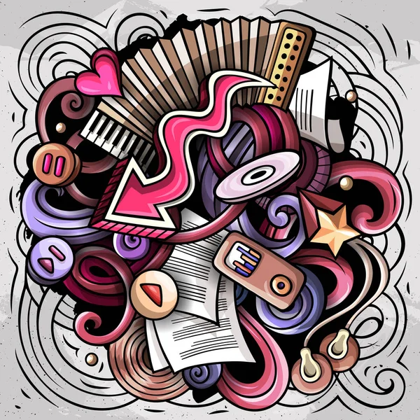 Música Mão Desenhada Raster Doodles Ilustração Design Cartaz Musical Elementos — Fotografia de Stock