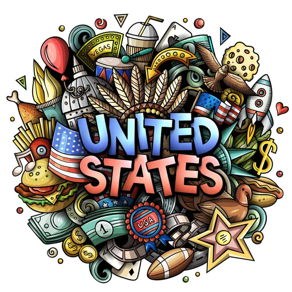 United States Cartoon Doodle Illustration Funny American Design Creative Art — Stock Photo, Image