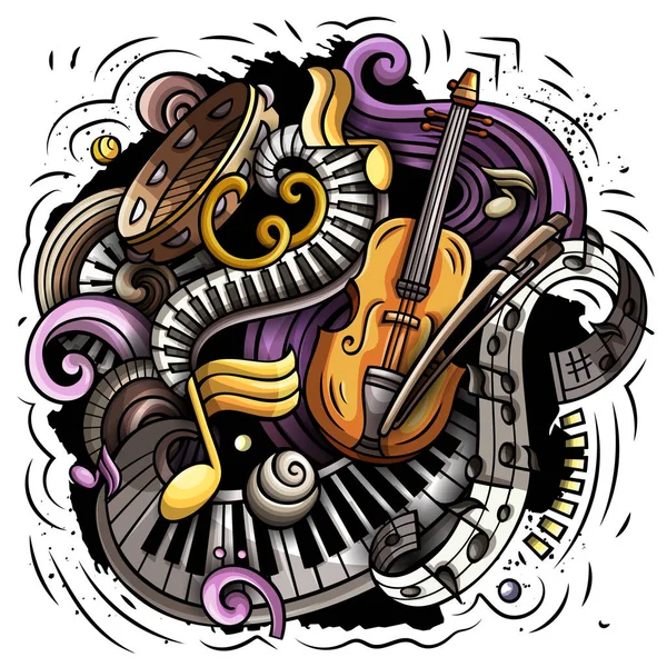 Cartoon Raster Doodles Ilustração Música Clássica Colorido Detalhado Com Muitos — Fotografia de Stock