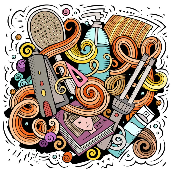 Illustration Matricielle Salon Coiffure Composition Détaillée Colorée Avec Beaucoup Objets — Photo