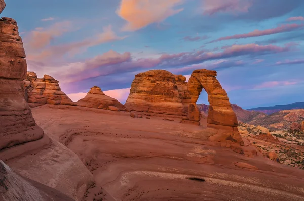 Delicate arch bij zonsondergang — Stockfoto