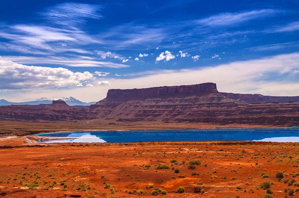 Lagoas de evaporação perto de Potash Road em Moab Utah — Fotografia de Stock