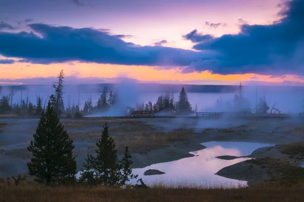 Sunrise in West Thumb Geyser Basin - Yellowstone — Stock Photo, Image