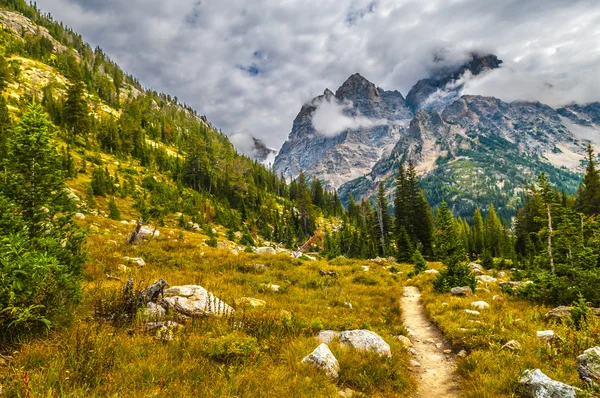 Hiking Trail in the Cascade Canyon - Grand Teton National Park — Stock Photo, Image