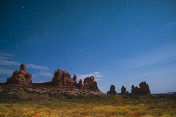 Windows Arches National Park at Night — Stock Photo, Image