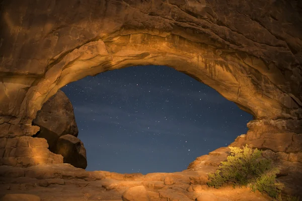 Windows arches national park på natten — Stockfoto