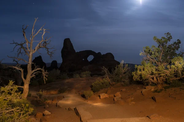 Fenster Bögen Nationalpark bei Nacht — Stockfoto