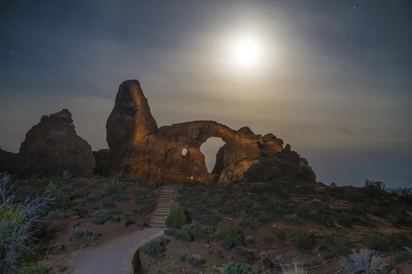 Windows Arches National Park at Night — Stock Photo, Image