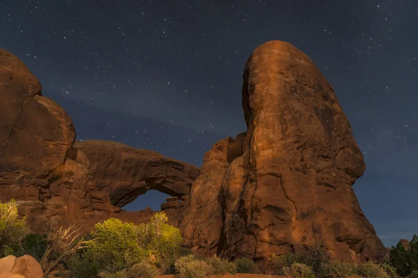 Windows Arches National Park at Night — Stock Photo, Image