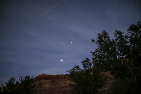 Night Starry Sky near Porcupine ridge Trail Moab Utah — Stock Photo, Image